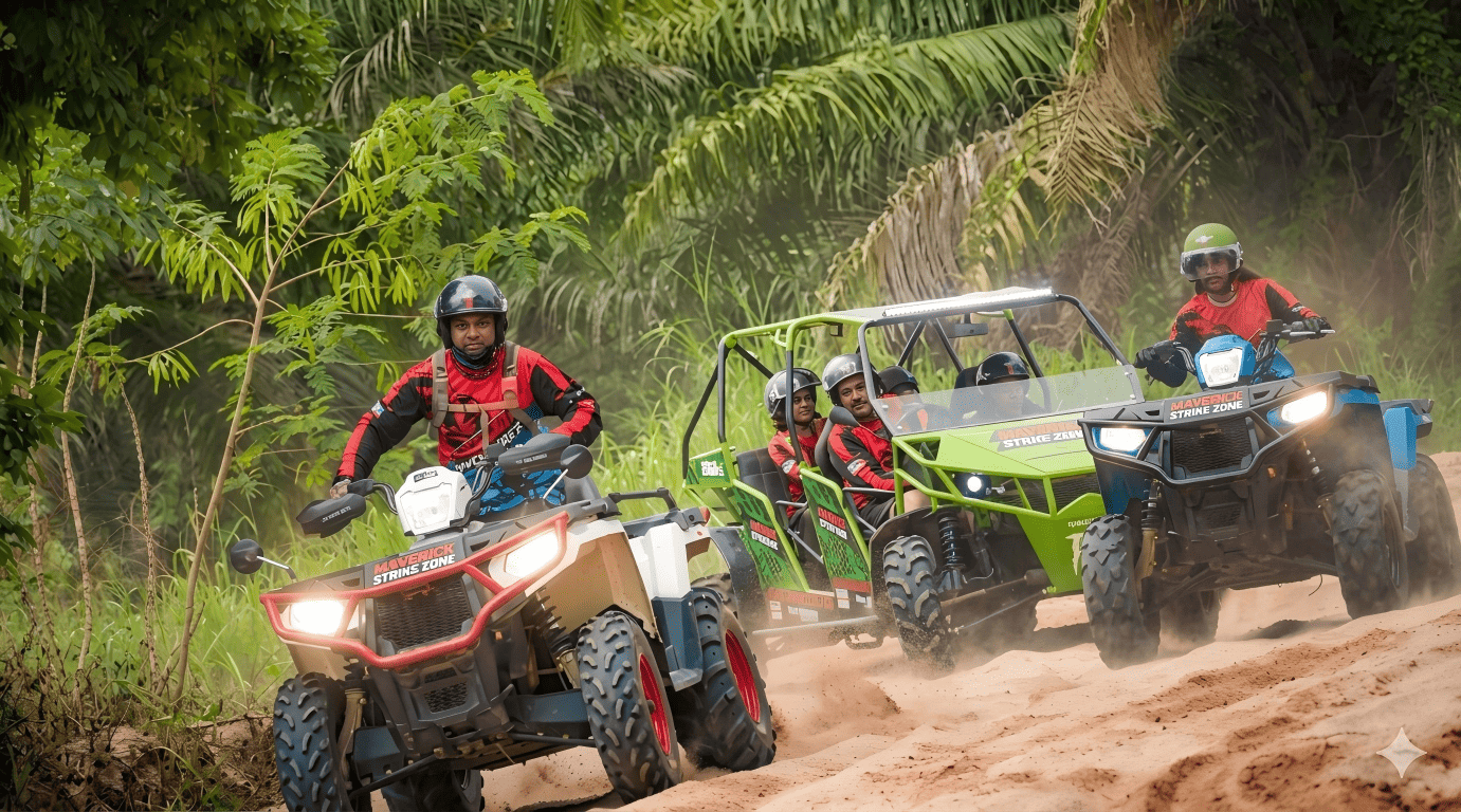 riders on ATV buggy off-road adventure